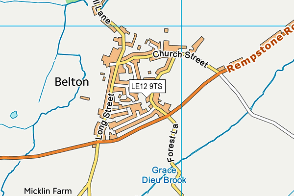 Belton Recreation Ground map (LE12 9TS) - OS VectorMap District (Ordnance Survey)