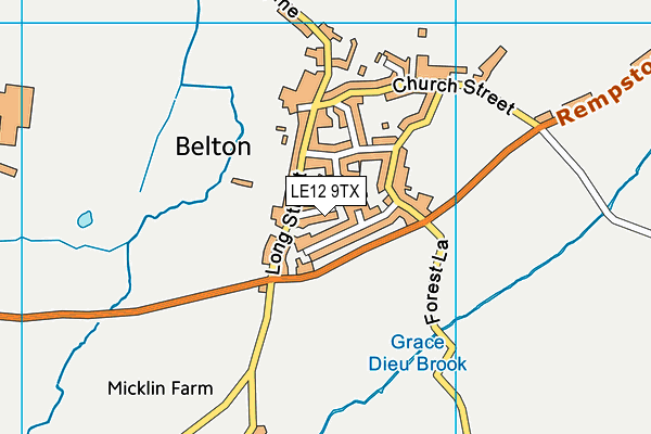 LE12 9TX map - OS VectorMap District (Ordnance Survey)