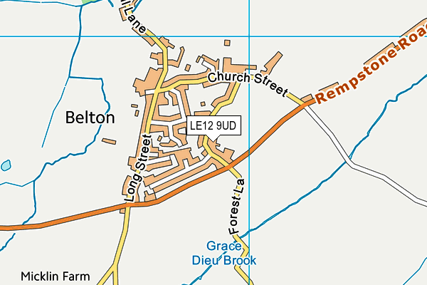 LE12 9UD map - OS VectorMap District (Ordnance Survey)