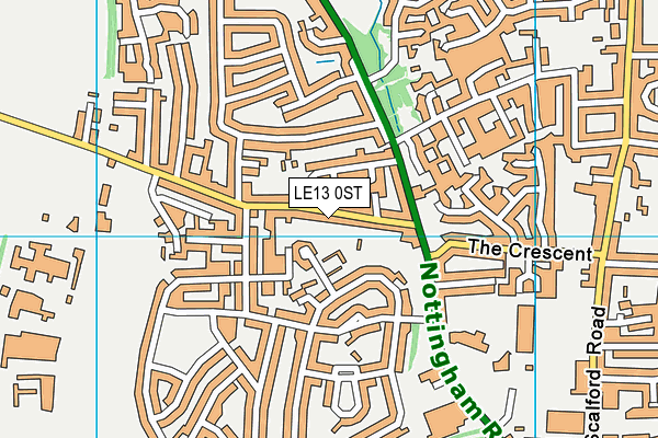 LE13 0ST map - OS VectorMap District (Ordnance Survey)