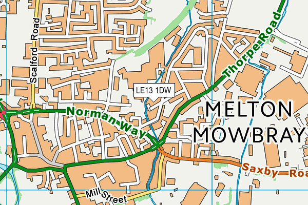 LE13 1DW map - OS VectorMap District (Ordnance Survey)