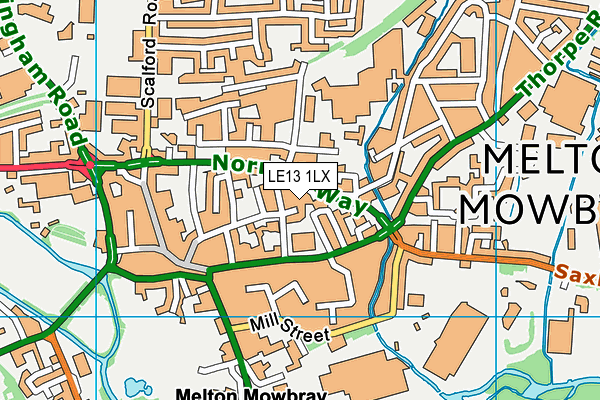 LE13 1LX map - OS VectorMap District (Ordnance Survey)