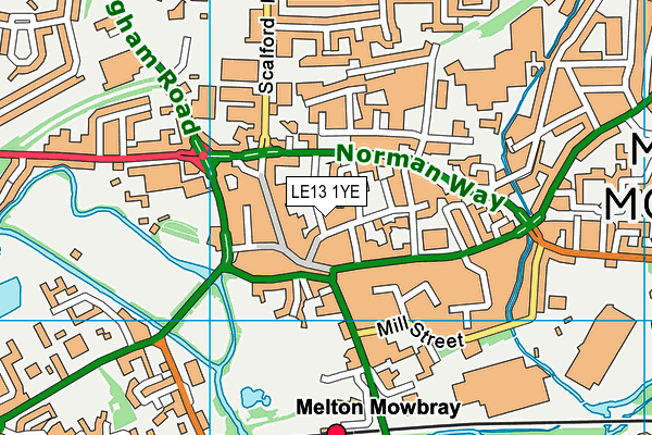 LE13 1YE map - OS VectorMap District (Ordnance Survey)