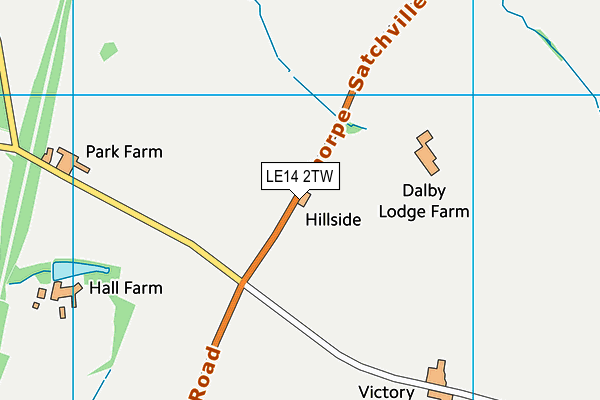 LE14 2TW map - OS VectorMap District (Ordnance Survey)