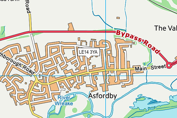 LE14 3YA map - OS VectorMap District (Ordnance Survey)