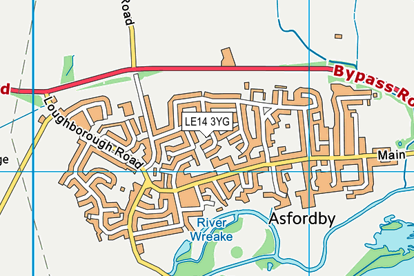 LE14 3YG map - OS VectorMap District (Ordnance Survey)