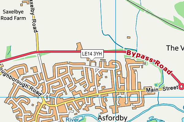 LE14 3YH map - OS VectorMap District (Ordnance Survey)