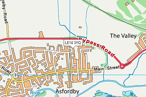 LE14 3YQ map - OS VectorMap District (Ordnance Survey)