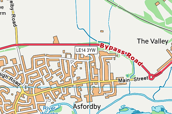 LE14 3YW map - OS VectorMap District (Ordnance Survey)