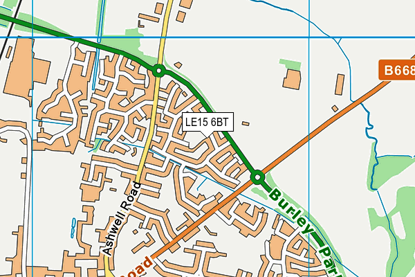 LE15 6BT map - OS VectorMap District (Ordnance Survey)