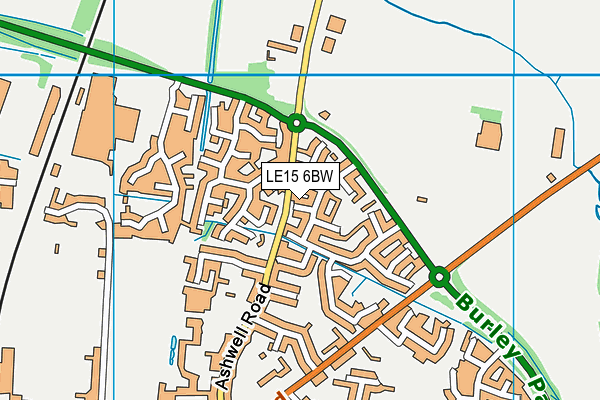 LE15 6BW map - OS VectorMap District (Ordnance Survey)