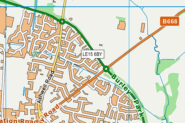 LE15 6BY map - OS VectorMap District (Ordnance Survey)