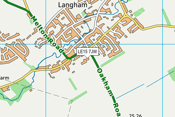 LE15 7JW map - OS VectorMap District (Ordnance Survey)