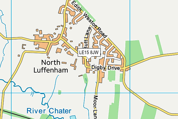 LE15 8JW map - OS VectorMap District (Ordnance Survey)
