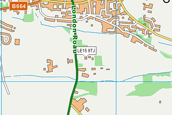 Middle Playing Fields map (LE15 9TJ) - OS VectorMap District (Ordnance Survey)