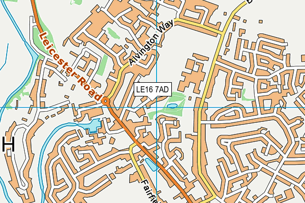 LE16 7AD map - OS VectorMap District (Ordnance Survey)