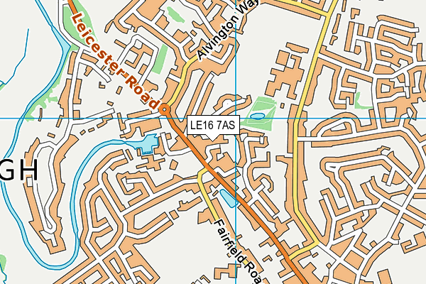 LE16 7AS map - OS VectorMap District (Ordnance Survey)