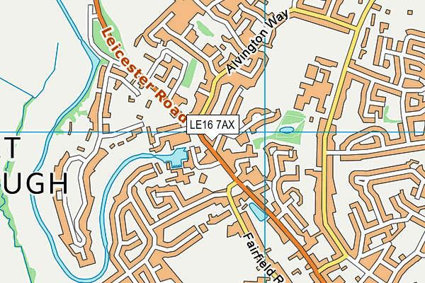 LE16 7AX map - OS VectorMap District (Ordnance Survey)