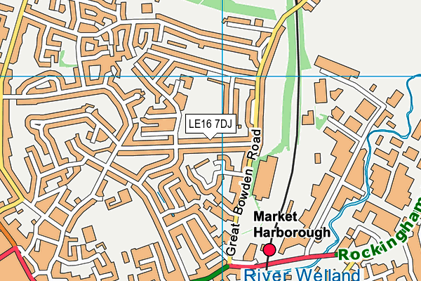 LE16 7DJ map - OS VectorMap District (Ordnance Survey)