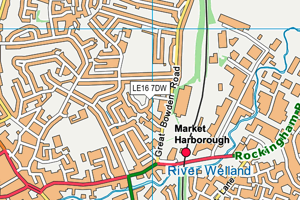 LE16 7DW map - OS VectorMap District (Ordnance Survey)