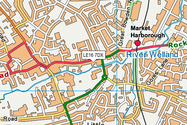 LE16 7DX map - OS VectorMap District (Ordnance Survey)