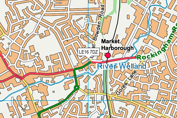 LE16 7DZ map - OS VectorMap District (Ordnance Survey)