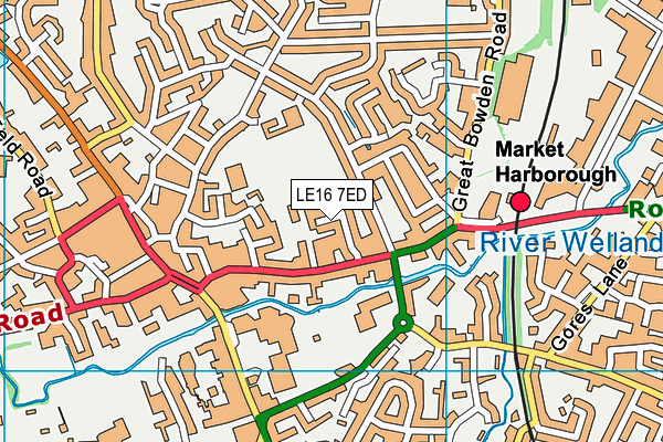 LE16 7ED map - OS VectorMap District (Ordnance Survey)