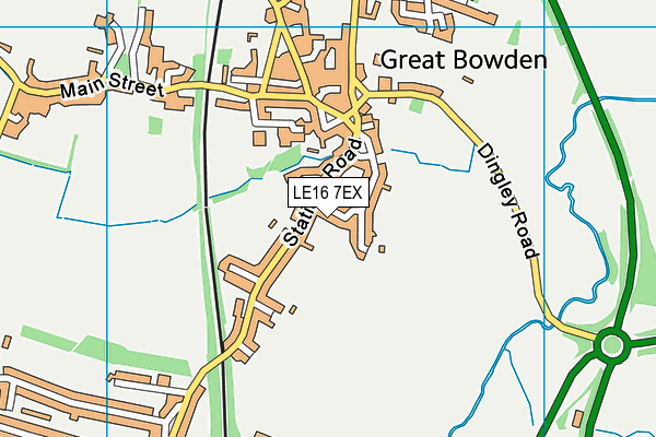 LE16 7EX map - OS VectorMap District (Ordnance Survey)