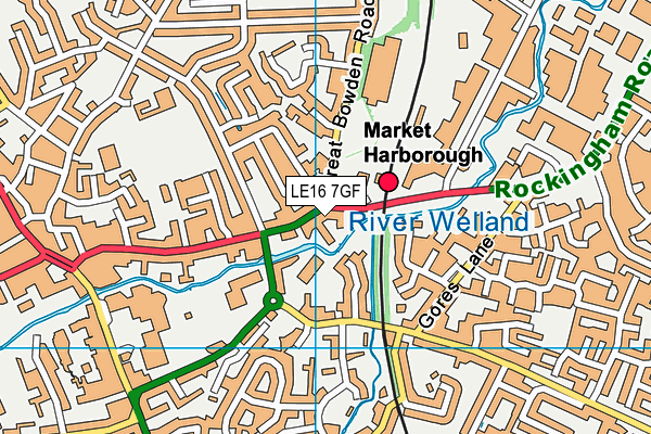 LE16 7GF map - OS VectorMap District (Ordnance Survey)