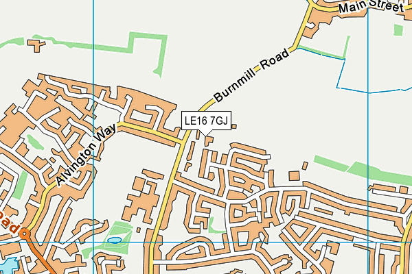 LE16 7GJ map - OS VectorMap District (Ordnance Survey)