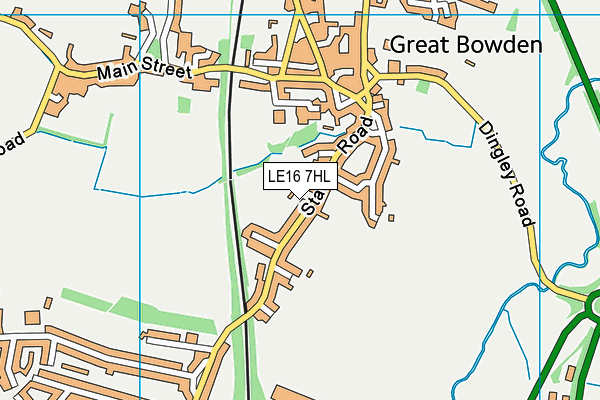 Great Bowden Recreation Ground map (LE16 7HL) - OS VectorMap District (Ordnance Survey)