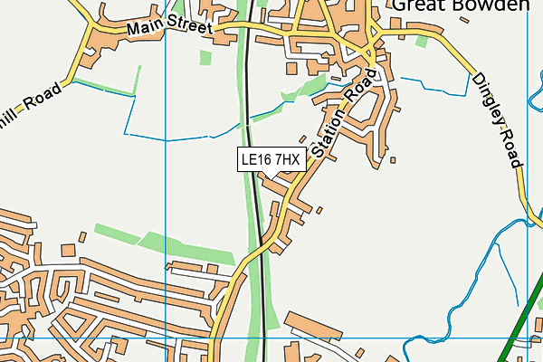 LE16 7HX map - OS VectorMap District (Ordnance Survey)