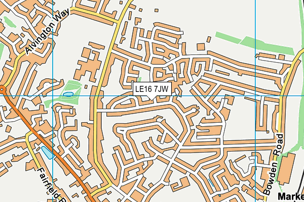 LE16 7JW map - OS VectorMap District (Ordnance Survey)