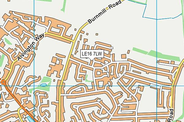 LE16 7LW map - OS VectorMap District (Ordnance Survey)