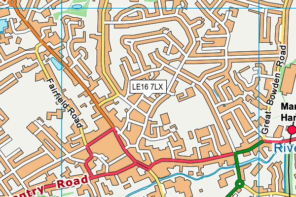 LE16 7LX map - OS VectorMap District (Ordnance Survey)