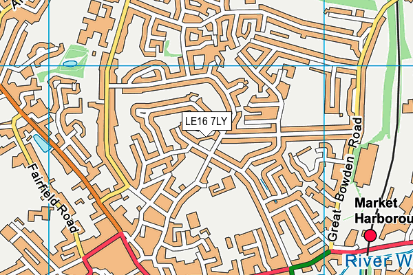 LE16 7LY map - OS VectorMap District (Ordnance Survey)