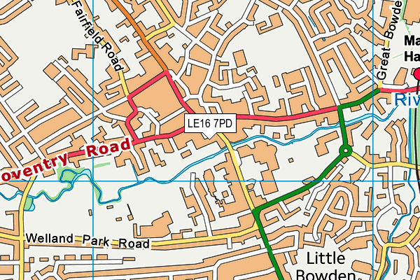 LE16 7PD map - OS VectorMap District (Ordnance Survey)