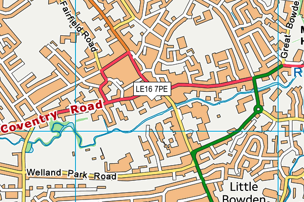 LE16 7PE map - OS VectorMap District (Ordnance Survey)