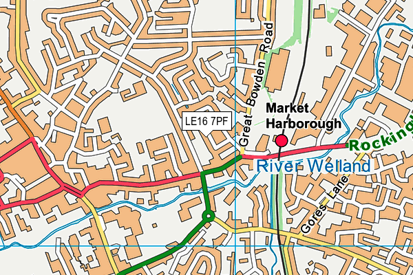 LE16 7PF map - OS VectorMap District (Ordnance Survey)