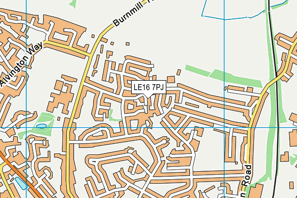 LE16 7PJ map - OS VectorMap District (Ordnance Survey)