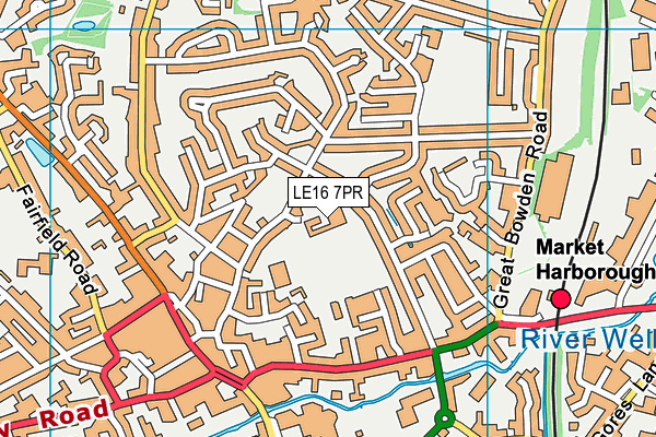 LE16 7PR map - OS VectorMap District (Ordnance Survey)