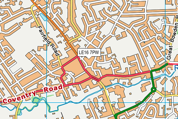 LE16 7PW map - OS VectorMap District (Ordnance Survey)