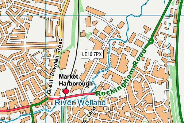 LE16 7PX map - OS VectorMap District (Ordnance Survey)