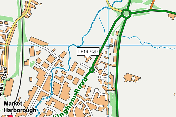 LE16 7QD map - OS VectorMap District (Ordnance Survey)