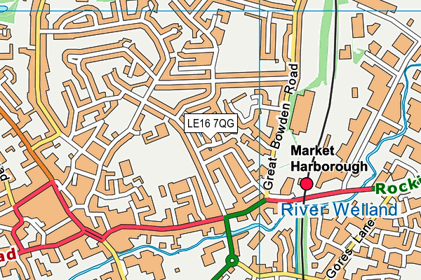 LE16 7QG map - OS VectorMap District (Ordnance Survey)