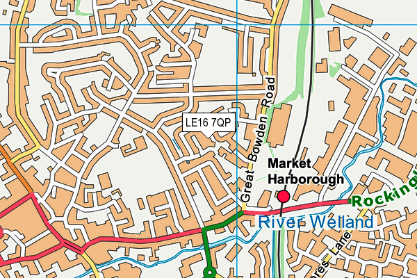 LE16 7QP map - OS VectorMap District (Ordnance Survey)