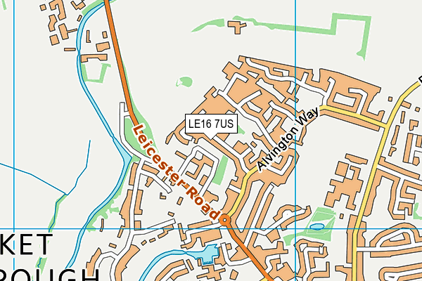 LE16 7US map - OS VectorMap District (Ordnance Survey)