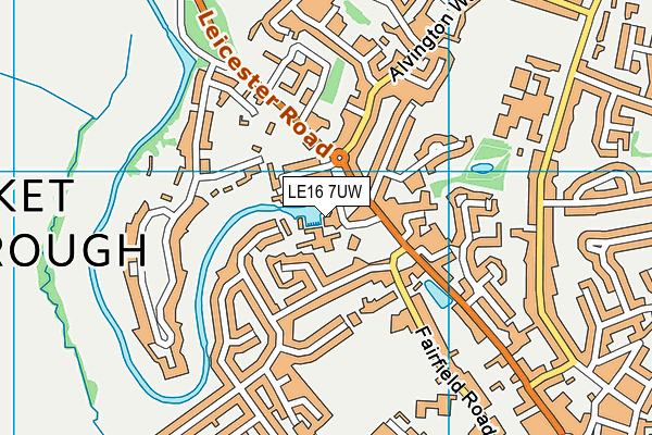 LE16 7UW map - OS VectorMap District (Ordnance Survey)