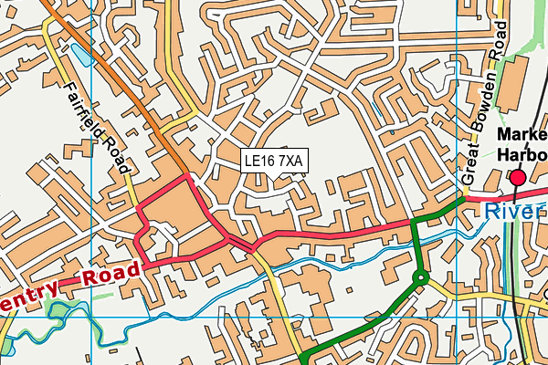 LE16 7XA map - OS VectorMap District (Ordnance Survey)