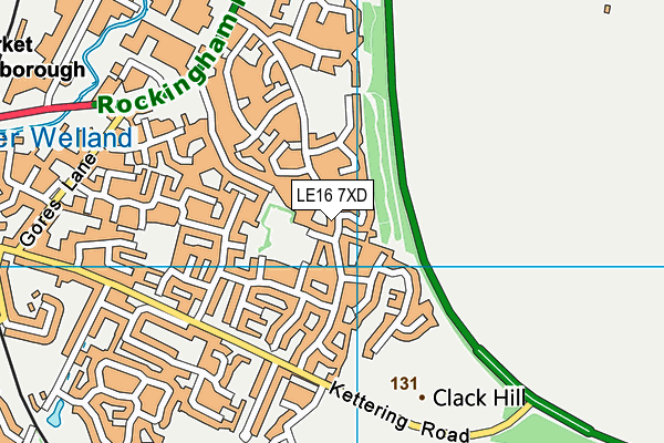 LE16 7XD map - OS VectorMap District (Ordnance Survey)